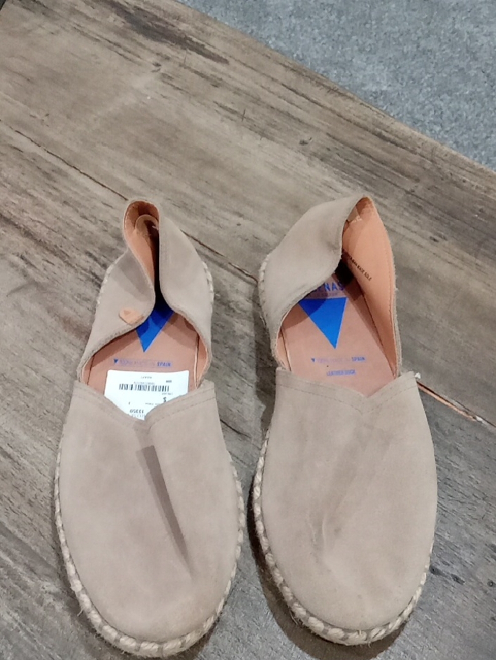 Verbenas Carmen Piedra Taupe/beige Suede Shoe W Jute  Rubber Sole Size 41/10 NWT